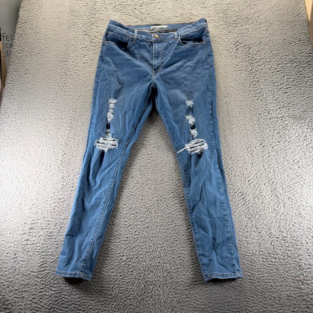 Levis 720 Jeans Womens 33x30 Blue Denim Skinny High-Rise Distressed Stretch